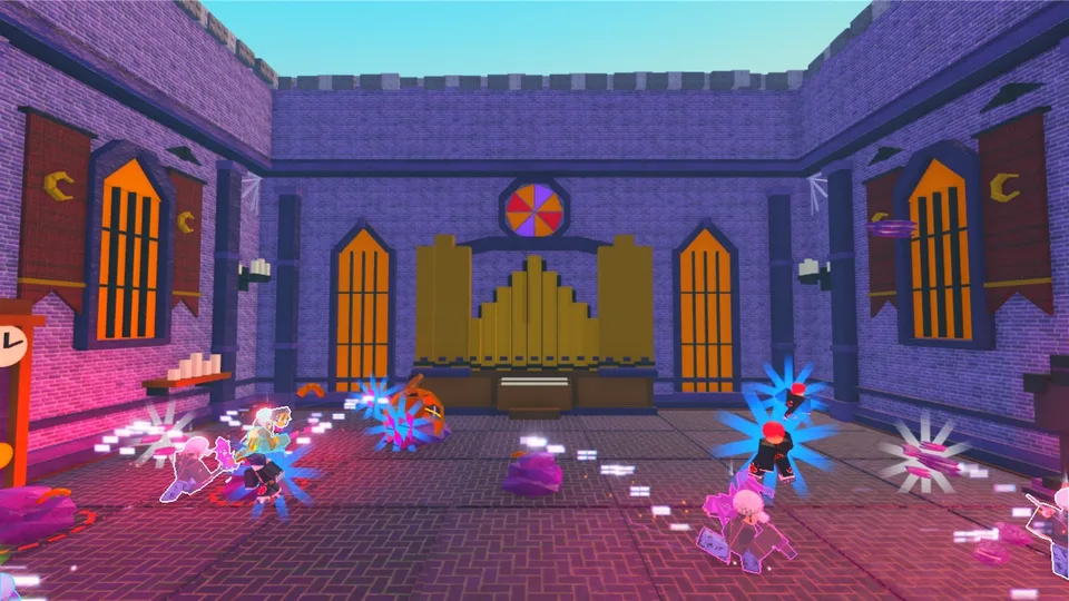 Characters mining inside The Hallowkeep in My Anime Mine